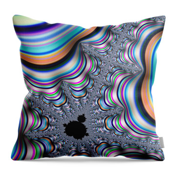 Multicolor 18x18 Designs by Terri Dark Striped Mandelbrot Fractal Art Throw Pillow 